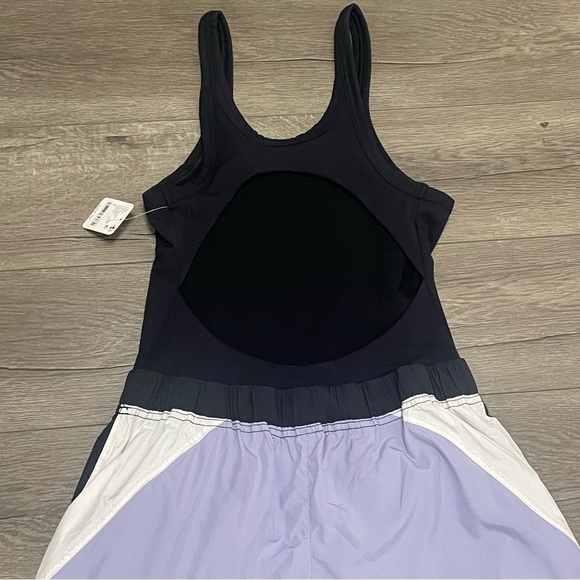 Free People FP Movement Double Bounce One Piece Black Purple Shortsie Romper S - Picture 10 of 12
